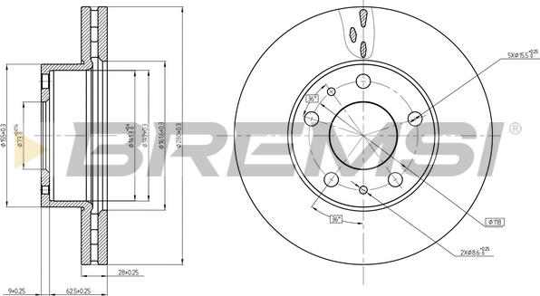 Bremsi CD8659V - Тормозной диск autospares.lv