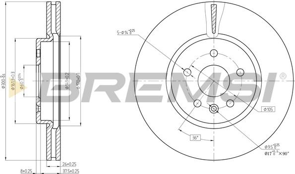 Bremsi CD8684V - Тормозной диск autospares.lv