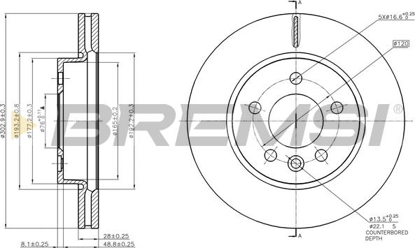 Bremsi CD8017V - Тормозной диск autospares.lv