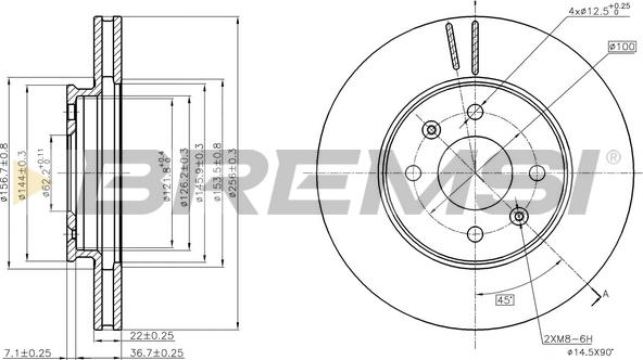 Bremsi CD8089V - Тормозной диск autospares.lv