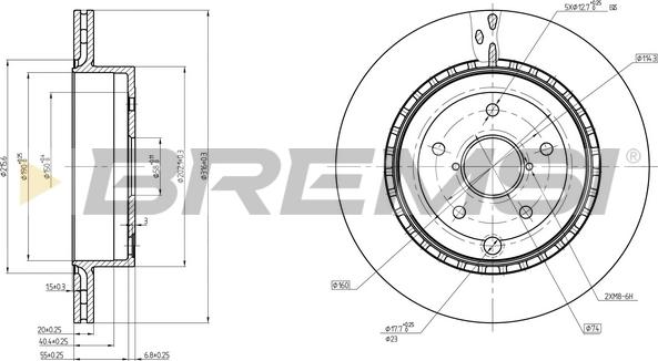 Bremsi CD8140V - Тормозной диск autospares.lv