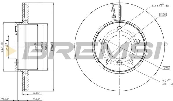 Bremsi CD8122V - Тормозной диск autospares.lv