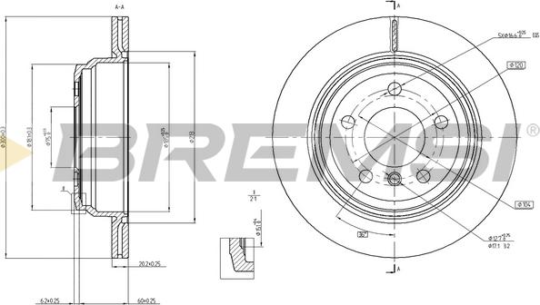 Bremsi CD8313V - Тормозной диск autospares.lv