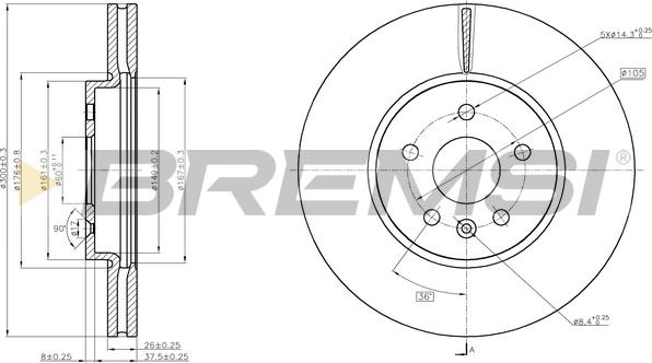 Bremsi CD8385V - Тормозной диск autospares.lv