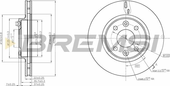 Bremsi CD8327V - Тормозной диск autospares.lv