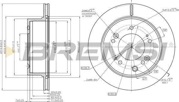 Bremsi CD8285V - Тормозной диск autospares.lv