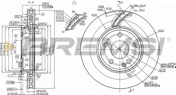 Bremsi CD8760V - Тормозной диск autospares.lv