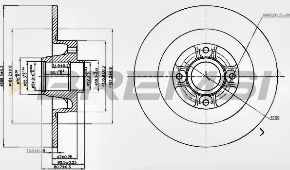 Bremsi CD7443S - Тормозной диск autospares.lv