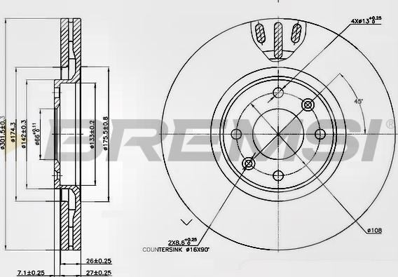 Bremsi CD7442V - Тормозной диск autospares.lv