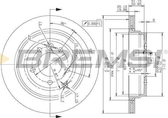 Bremsi CD7431V - Тормозной диск autospares.lv