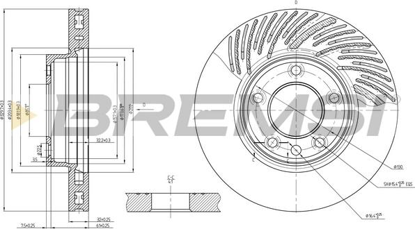 Bremsi CD7591VRD - Тормозной диск autospares.lv