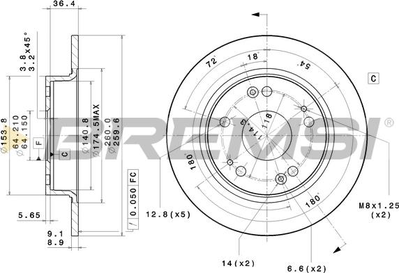 Bremsi CD7558S - Тормозной диск autospares.lv