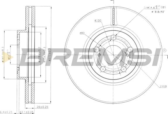 Bremsi CD7508V - Тормозной диск autospares.lv