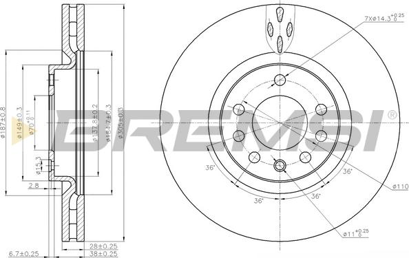 Bremsi CD7512V - Тормозной диск autospares.lv