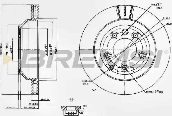 Bremsi CD7580V - Тормозной диск autospares.lv