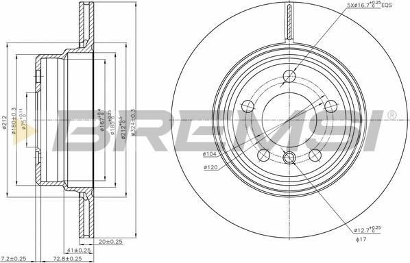 Bremsi CD7583V - Тормозной диск autospares.lv