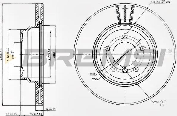 Bremsi CD7535V - Тормозной диск autospares.lv