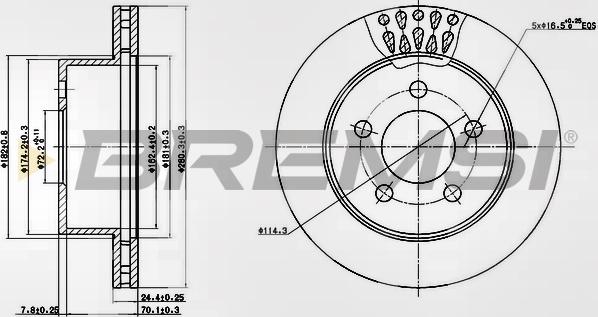 Bremsi CD7525V - Тормозной диск autospares.lv