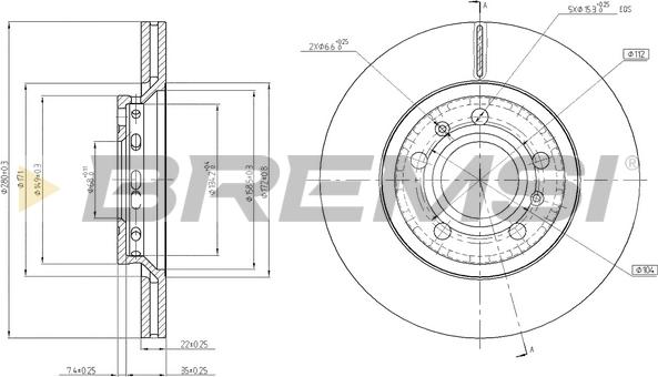 Bremsi CD7526V - Тормозной диск autospares.lv