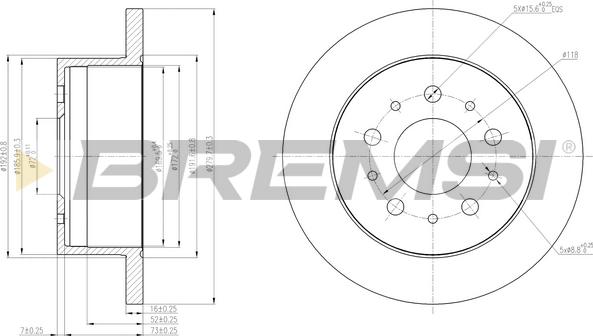 Bremsi CD7653S - Тормозной диск autospares.lv