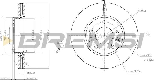 Bremsi CD7629V - Тормозной диск autospares.lv