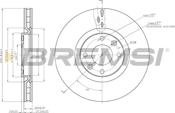 Bremsi CD7676V - Тормозной диск autospares.lv