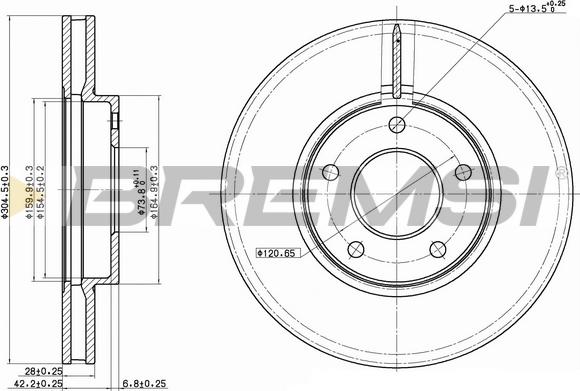 Bremsi CD7069V - Тормозной диск autospares.lv