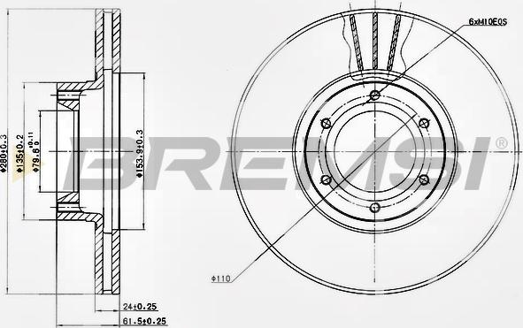 Bremsi CD7067V - Тормозной диск autospares.lv