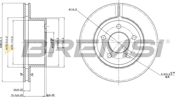 Bremsi CD7027V - Тормозной диск autospares.lv