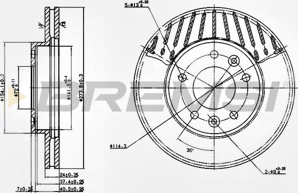 Bremsi CD7146V - Тормозной диск autospares.lv