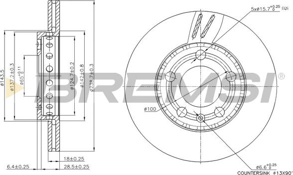 Bremsi CD7164V - Тормозной диск autospares.lv