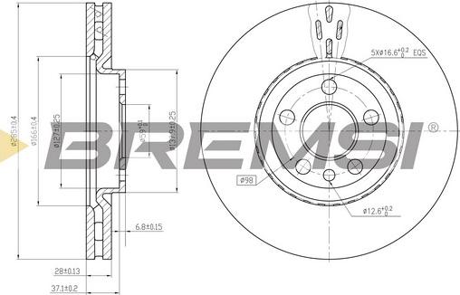 Bremsi CD7165V - Тормозной диск autospares.lv