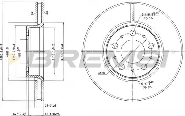 Bremsi CD7163V - Тормозной диск autospares.lv