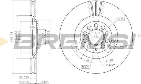 Bremsi CD7118V - Тормозной диск autospares.lv