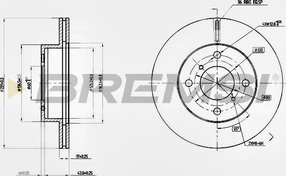 Bremsi CD7117V - Тормозной диск autospares.lv