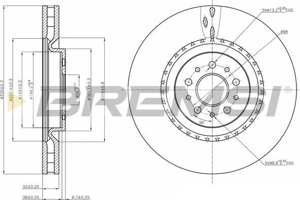 Bremsi CD7183V - Тормозной диск autospares.lv