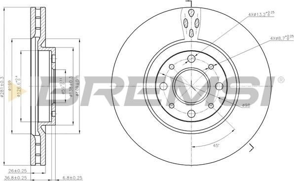 Bremsi CD7122V - Тормозной диск autospares.lv