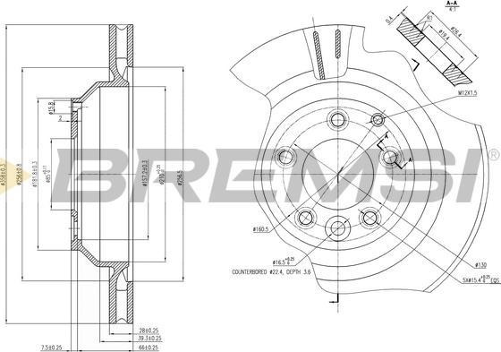 Bremsi CD7855V - Тормозной диск autospares.lv