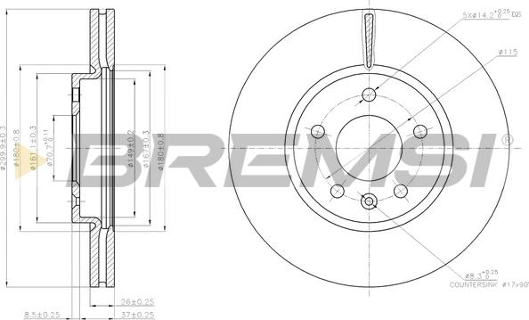 Bremsi CD7870V - Тормозной диск autospares.lv