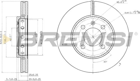 Bremsi CD7365V - Тормозной диск autospares.lv