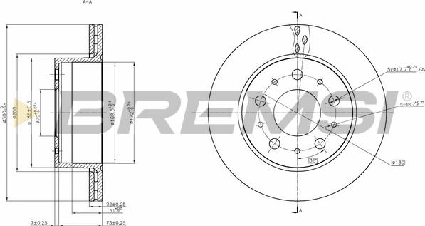 Bremsi CD7321V - Тормозной диск autospares.lv