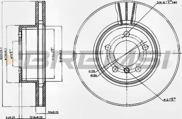 Bremsi CD7243V - Тормозной диск autospares.lv