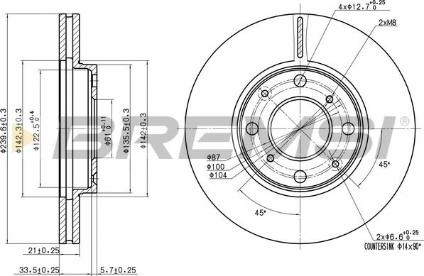 Bremsi CD7231V - Тормозной диск autospares.lv