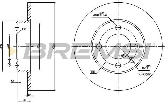 Bremsi CD7233S - Тормозной диск autospares.lv