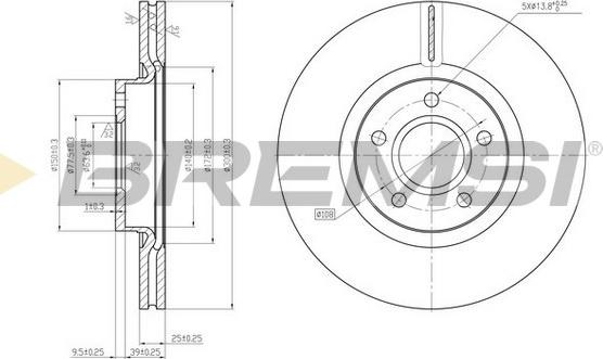 Bremsi CD7225V - Тормозной диск autospares.lv