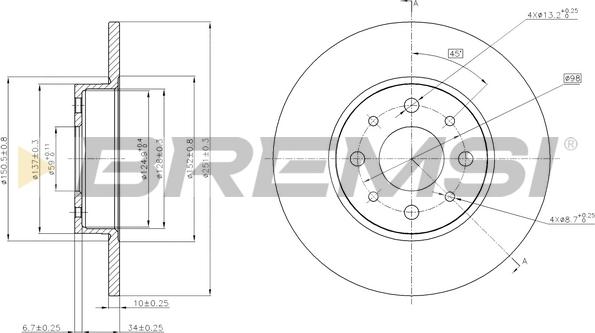 Bremsi CD7741S - Тормозной диск autospares.lv