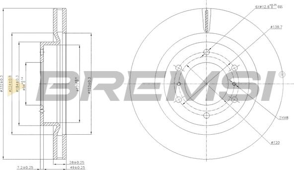 Bremsi CD7757V - Тормозной диск autospares.lv