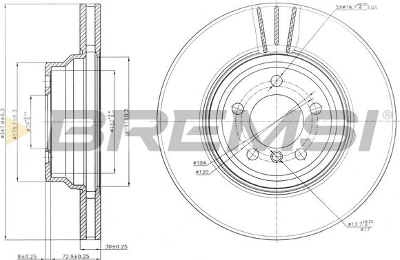 Bremsi CD7701V - Тормозной диск autospares.lv