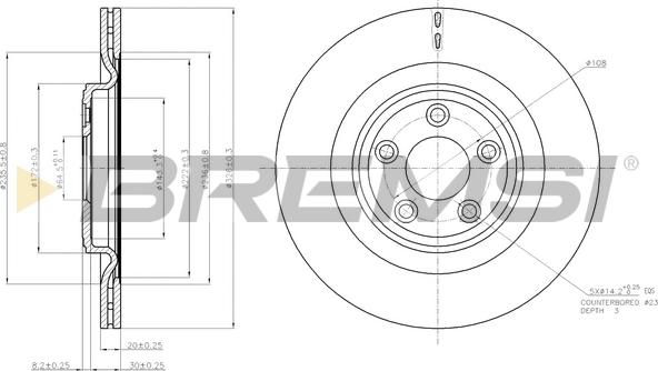 Bremsi CD7703V - Тормозной диск autospares.lv