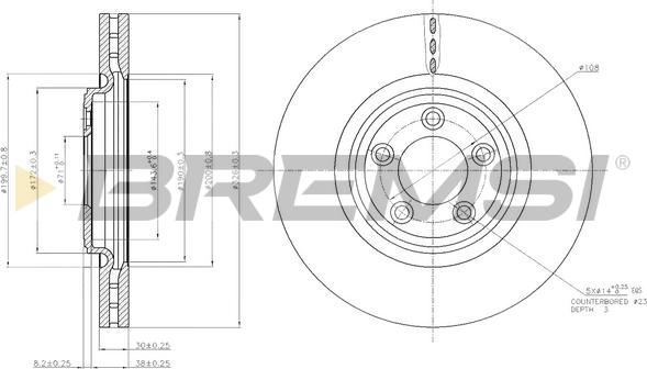 Bremsi CD7702V - Тормозной диск autospares.lv